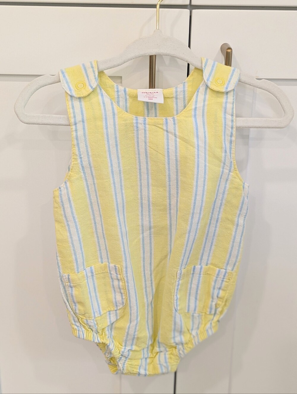 Seed Heritage Yellow Blue Striped Baby One-Piece